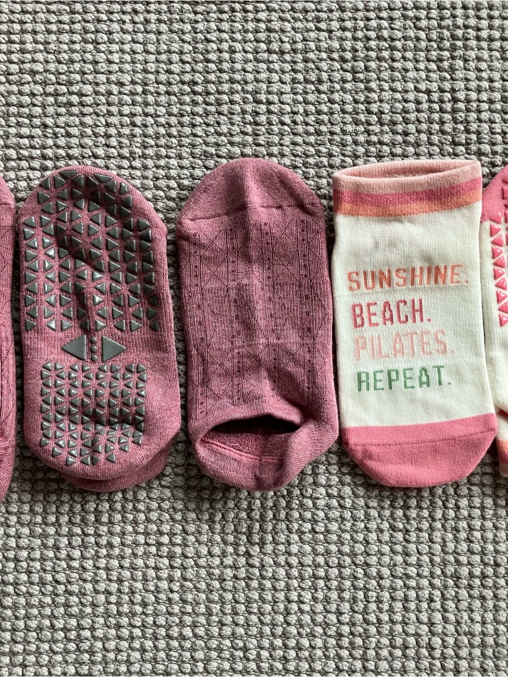Pure Barre Women's Grip Yoga Pilates Socks - 3 pairs Pinkish (2 Ankle 1 no-show)